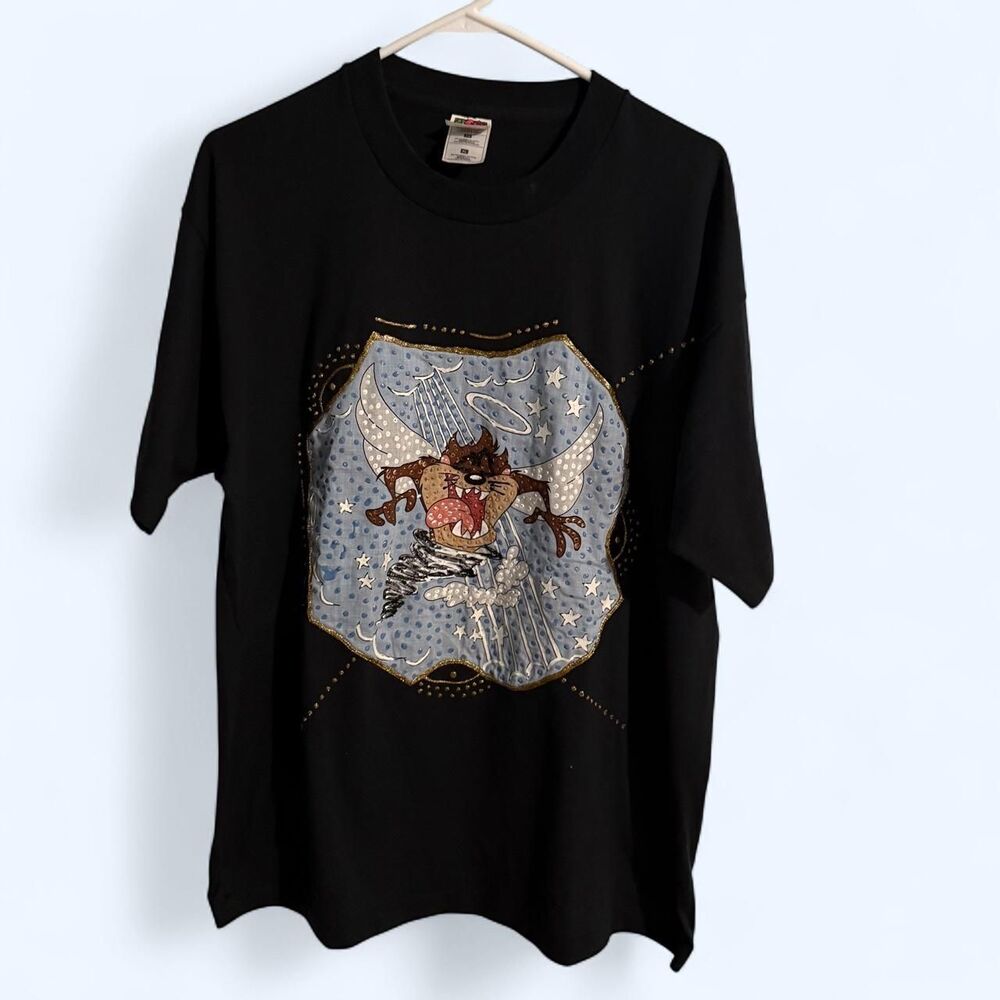 Fruit of the Loom T-shirt Mens XL Black Vintage Looney Tunes Taz Graphic Tee
